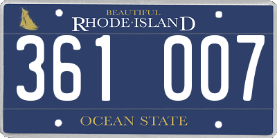 RI license plate 361007