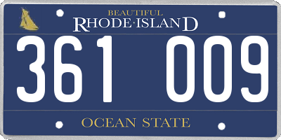 RI license plate 361009