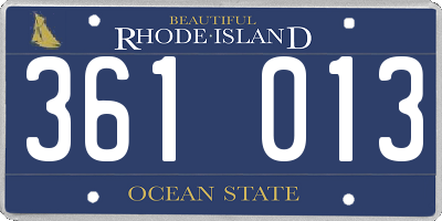 RI license plate 361013