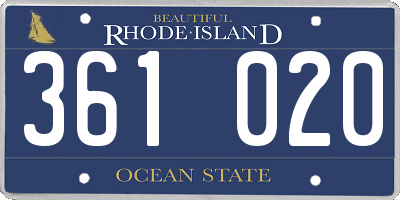 RI license plate 361020