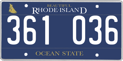 RI license plate 361036