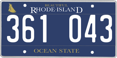 RI license plate 361043