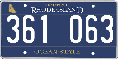 RI license plate 361063