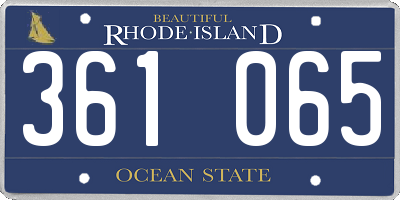 RI license plate 361065