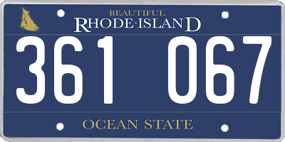 RI license plate 361067