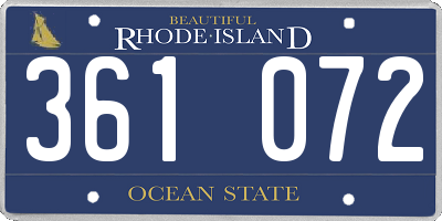 RI license plate 361072