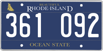 RI license plate 361092