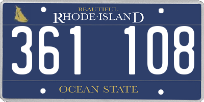 RI license plate 361108