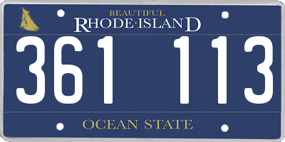 RI license plate 361113