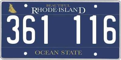 RI license plate 361116
