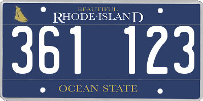 RI license plate 361123