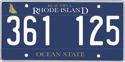 RI license plate 361125