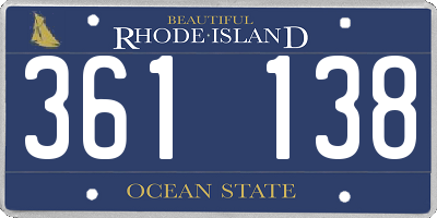 RI license plate 361138