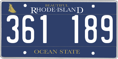 RI license plate 361189