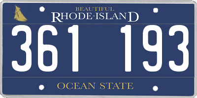 RI license plate 361193