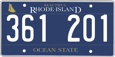 RI license plate 361201