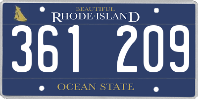 RI license plate 361209