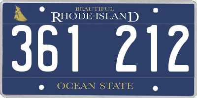 RI license plate 361212