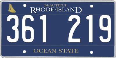 RI license plate 361219