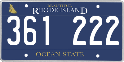 RI license plate 361222