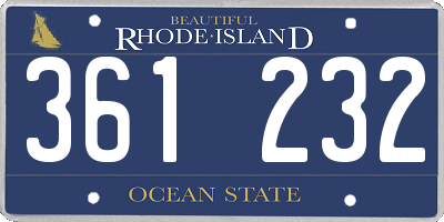 RI license plate 361232