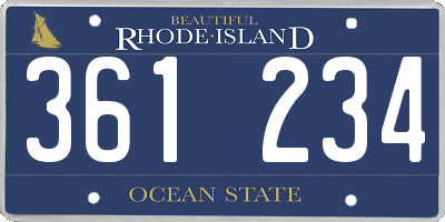 RI license plate 361234