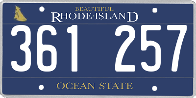RI license plate 361257