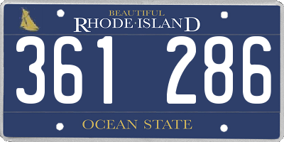 RI license plate 361286