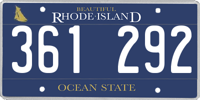 RI license plate 361292