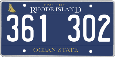 RI license plate 361302