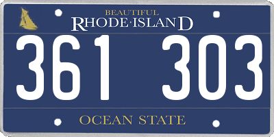 RI license plate 361303