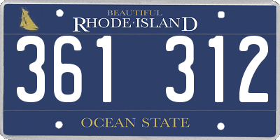 RI license plate 361312