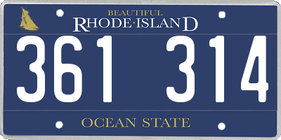 RI license plate 361314