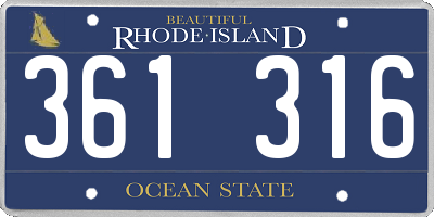 RI license plate 361316