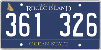 RI license plate 361326