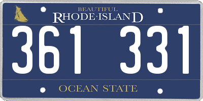 RI license plate 361331