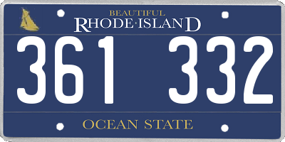 RI license plate 361332