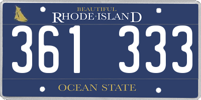RI license plate 361333