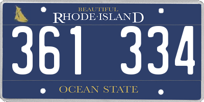 RI license plate 361334