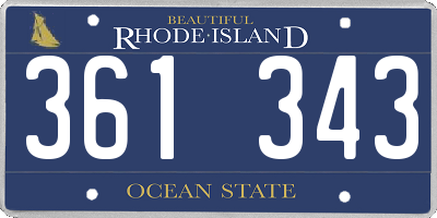 RI license plate 361343