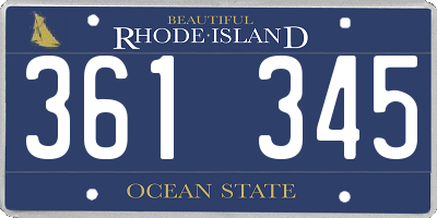 RI license plate 361345