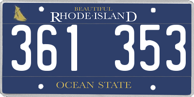 RI license plate 361353