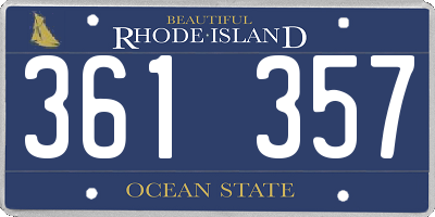 RI license plate 361357
