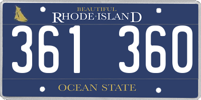 RI license plate 361360