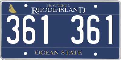 RI license plate 361361