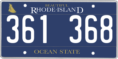 RI license plate 361368