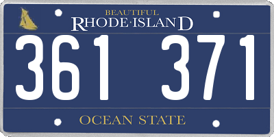 RI license plate 361371