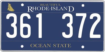RI license plate 361372