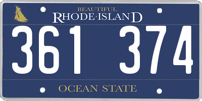 RI license plate 361374