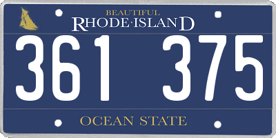 RI license plate 361375
